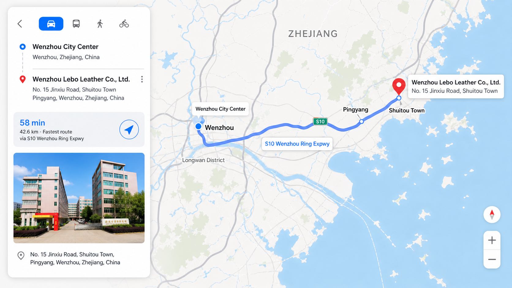 Wenzhou Lebo Leather location map visual