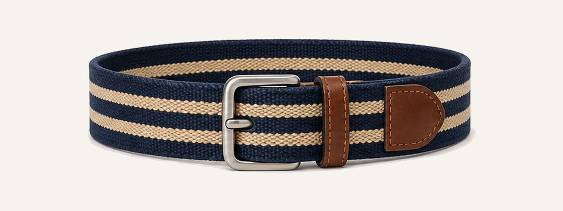 Stripe web belt - Navy / Cream