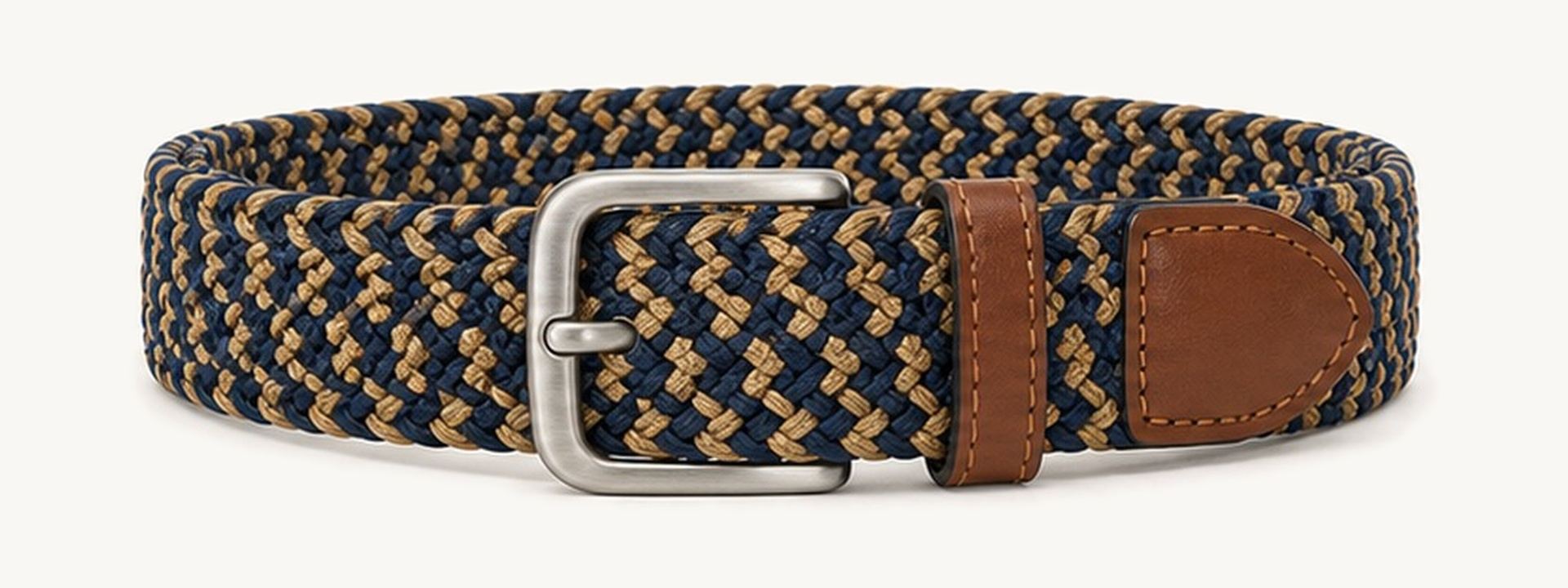 Classic braided golf belt - Navy / Tan