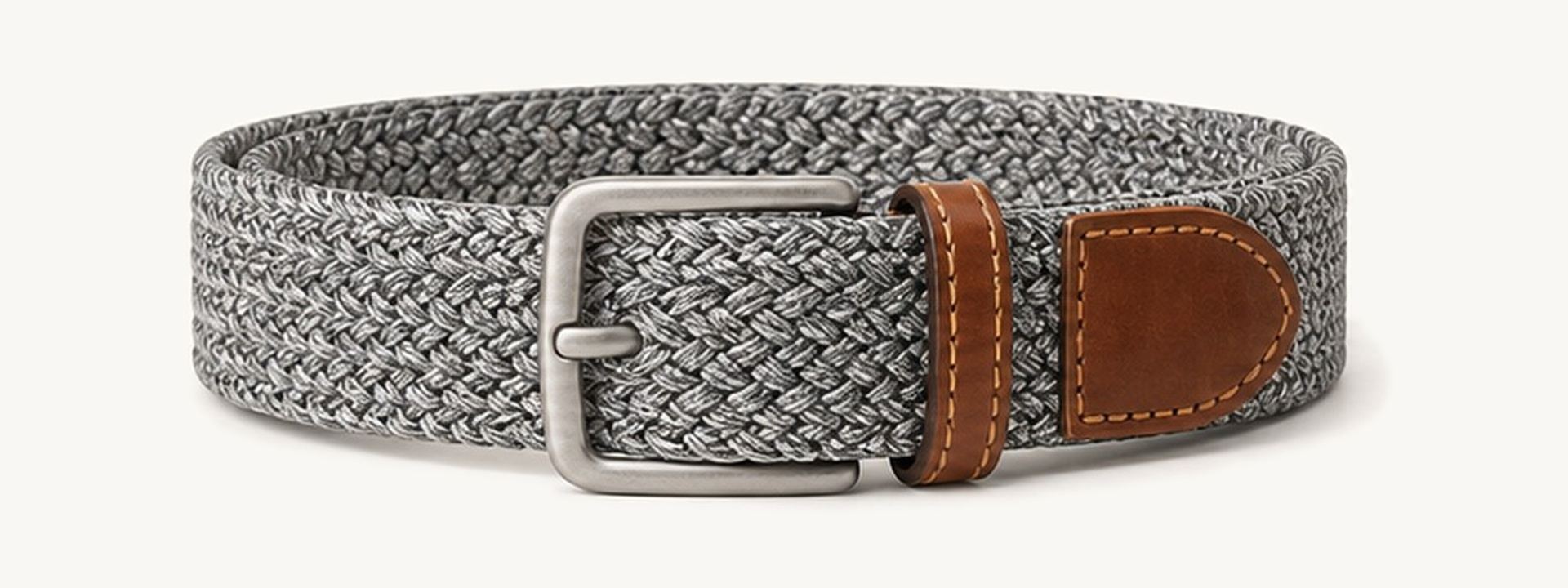 Melange braided elastic belt - Gray melange