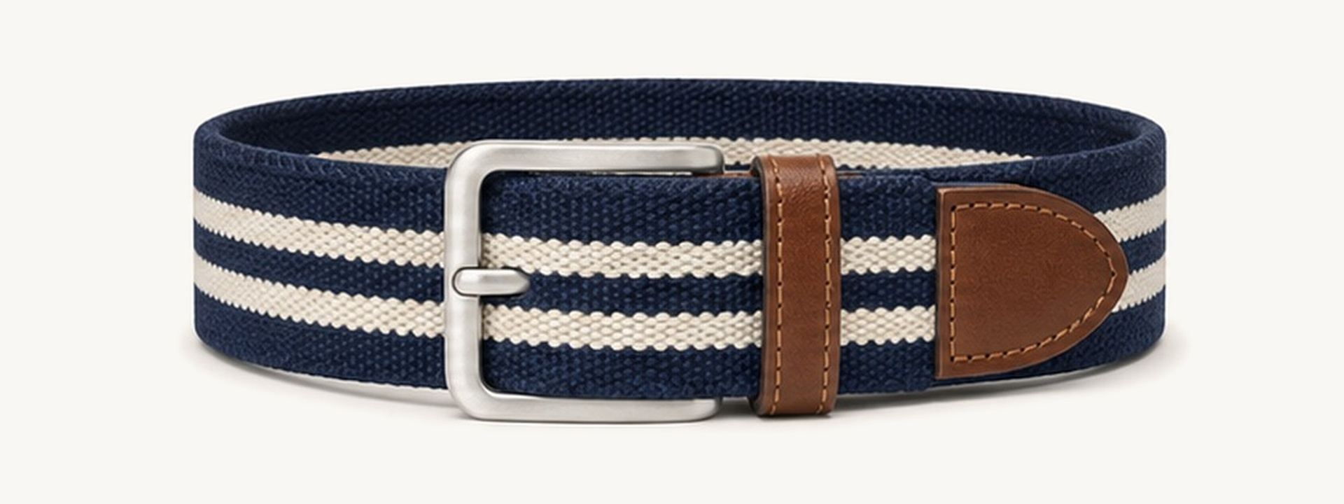 Stripe golf elastic belt - Navy / White stripe