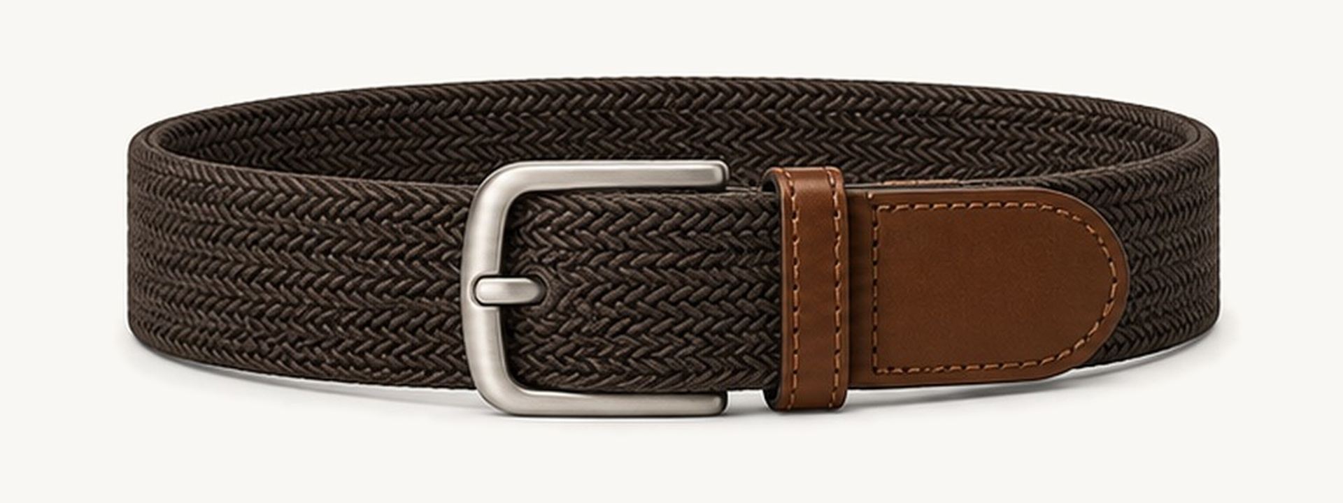 Micro-chevron dress belt - Dark brown