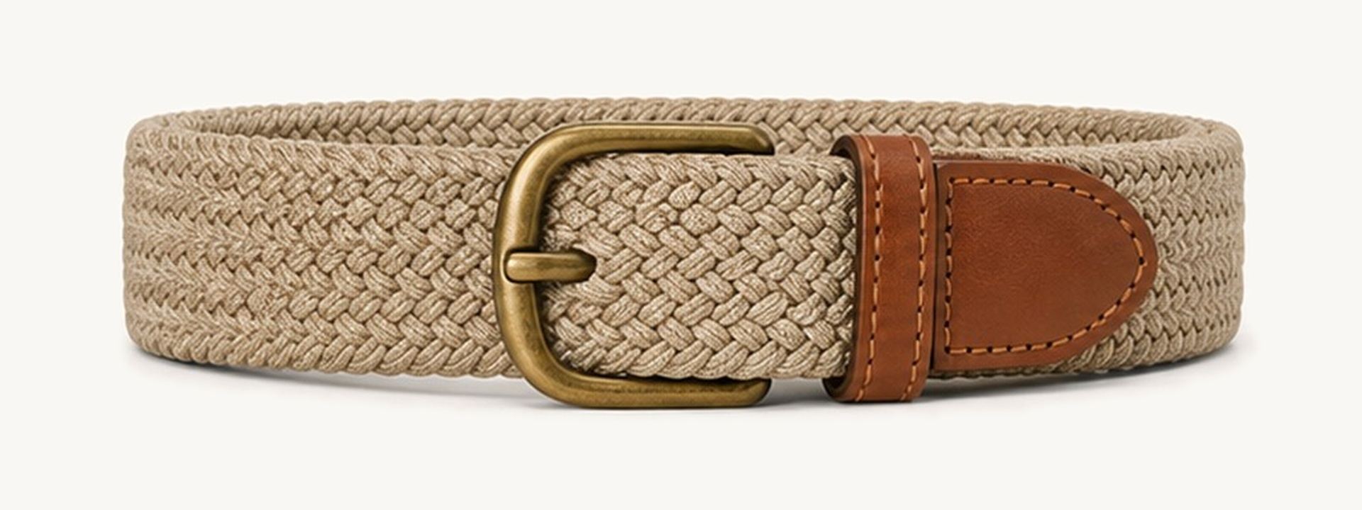 Heather braided premium belt - Heather beige