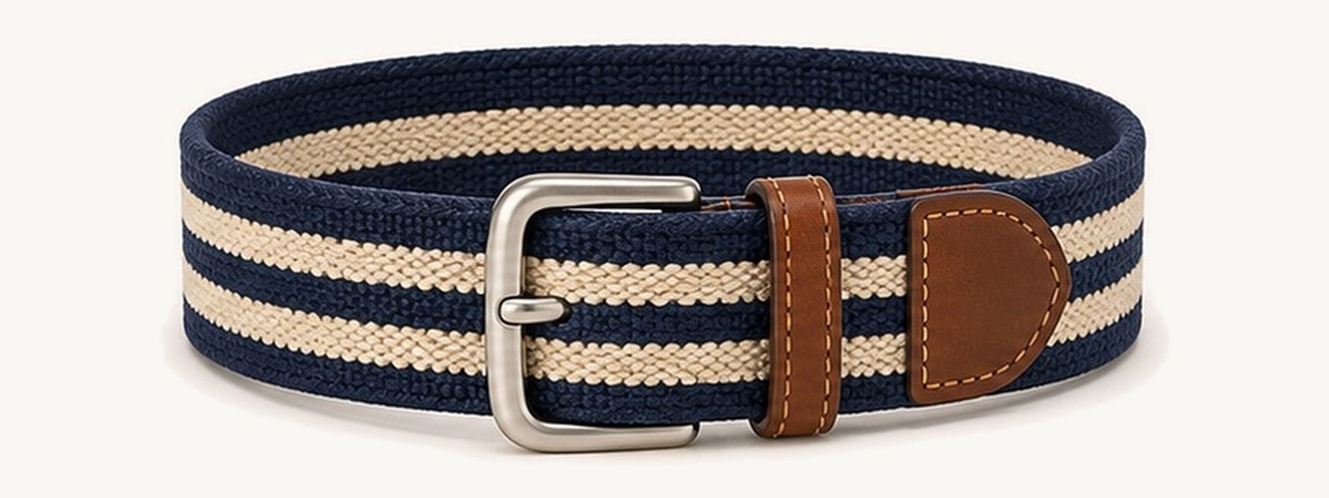 Striped kids webbing belt - Navy stripe