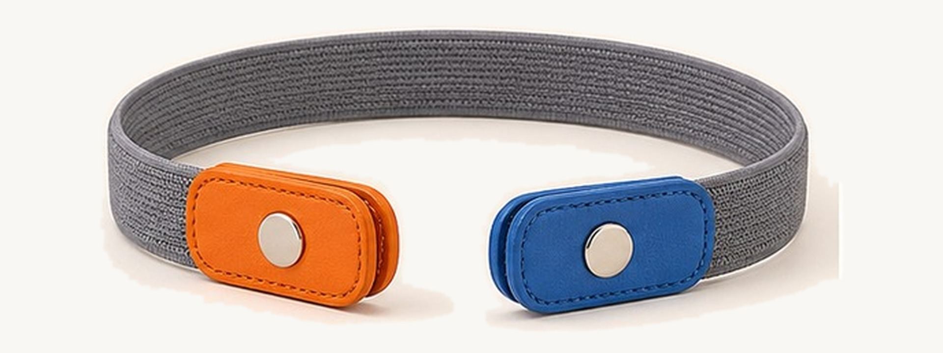 No-buckle snap kids belt - Gray / Orange / Blue