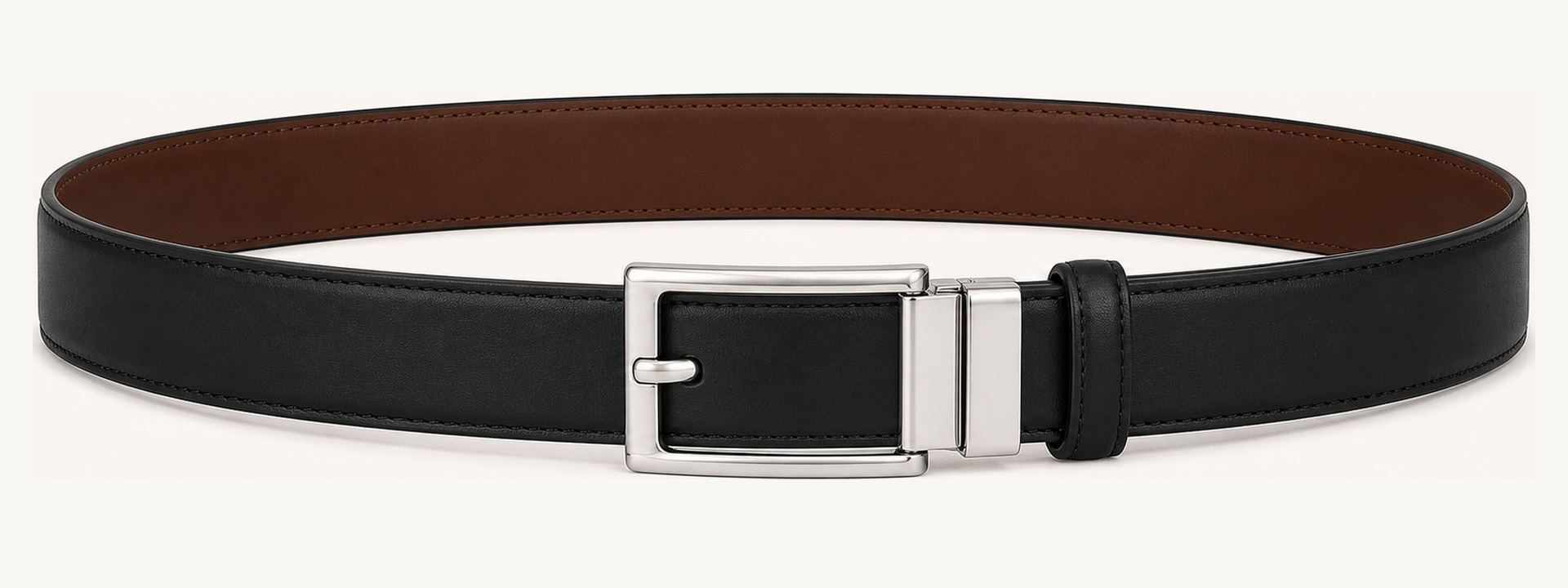 Reversible split belt - Black / Brown
