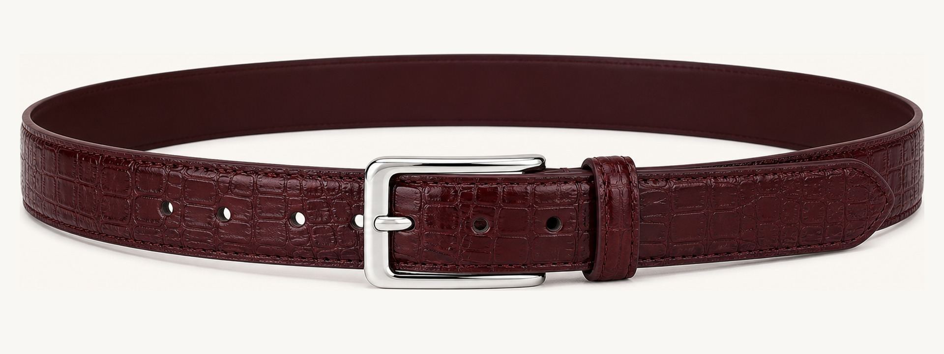Croc embossed retail belt - Wine