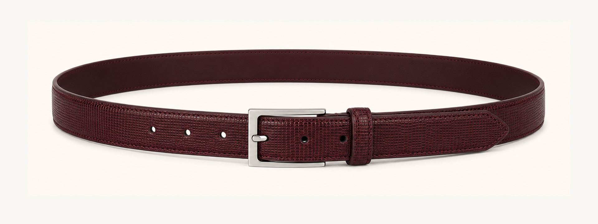 Lizard embossed dress belt - Wine