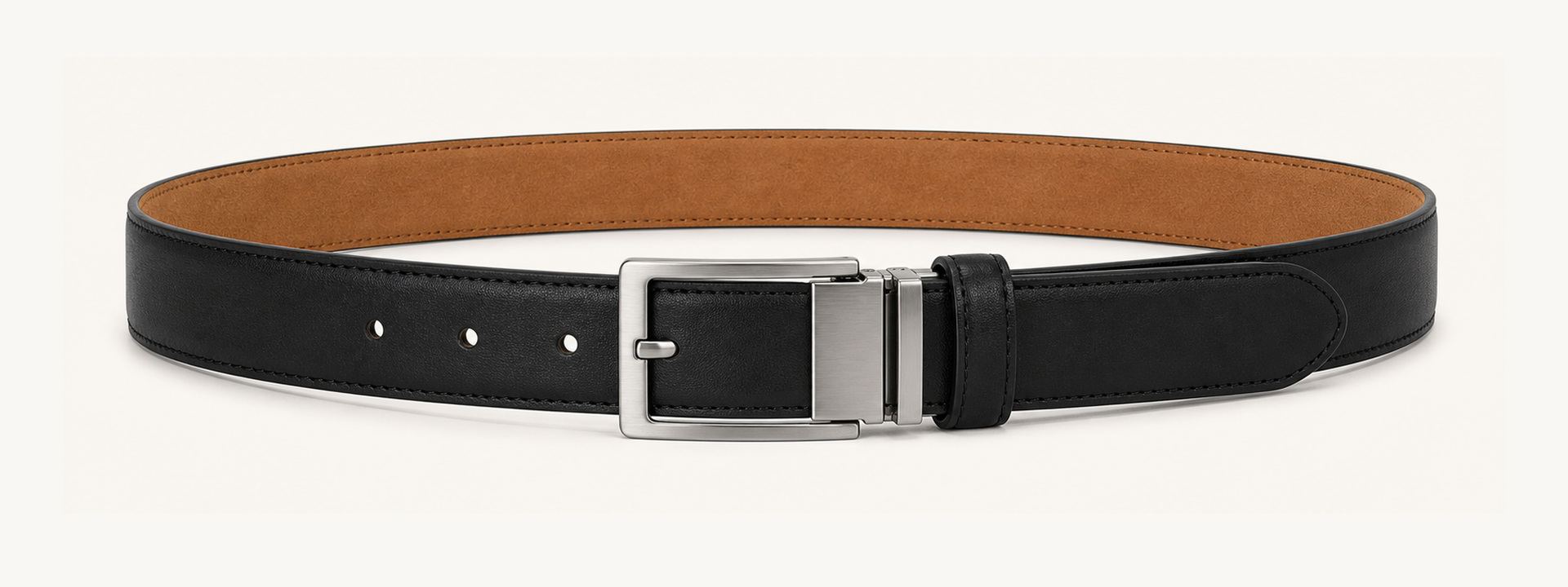 Microfiber reversible belt - Black / Tan