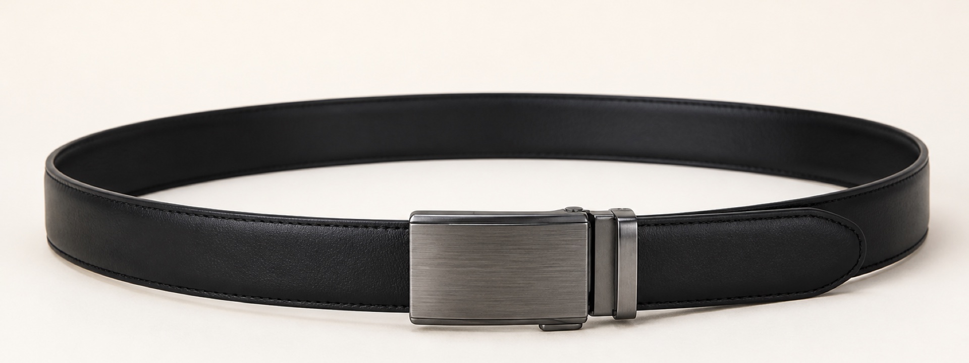 Brushed gunmetal ratchet belt - Black