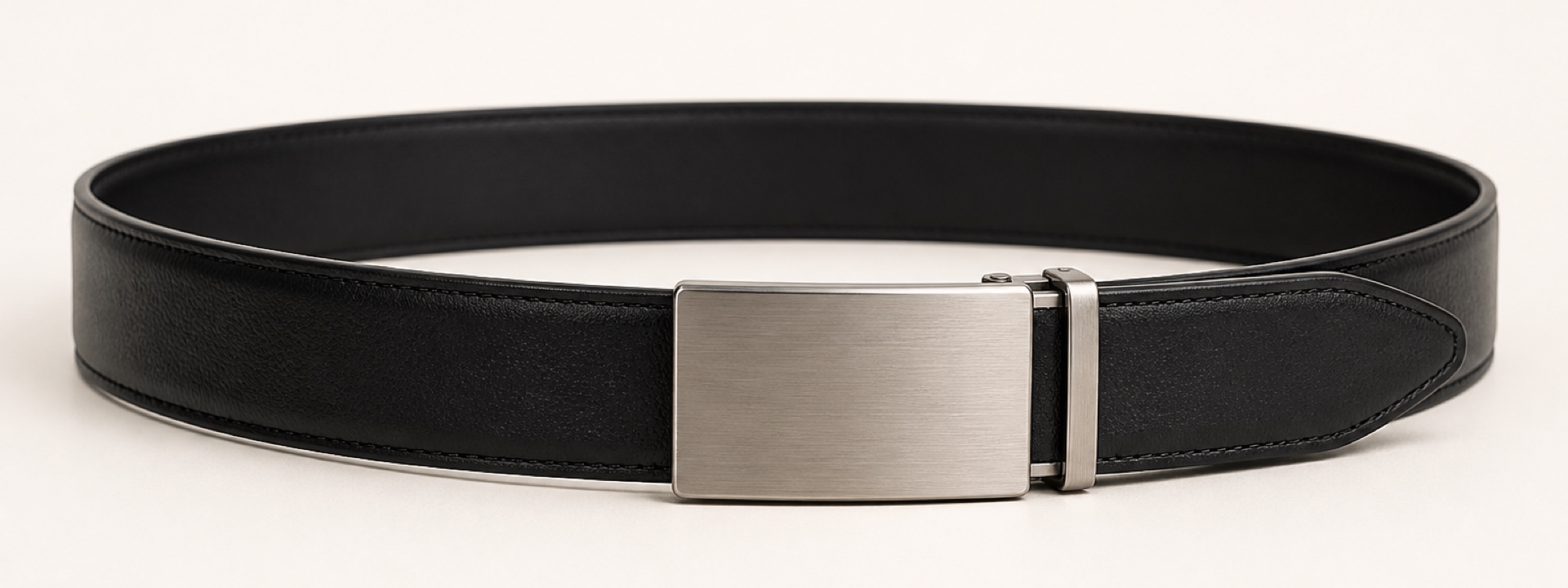 Minimal brushed plaque belt - Black