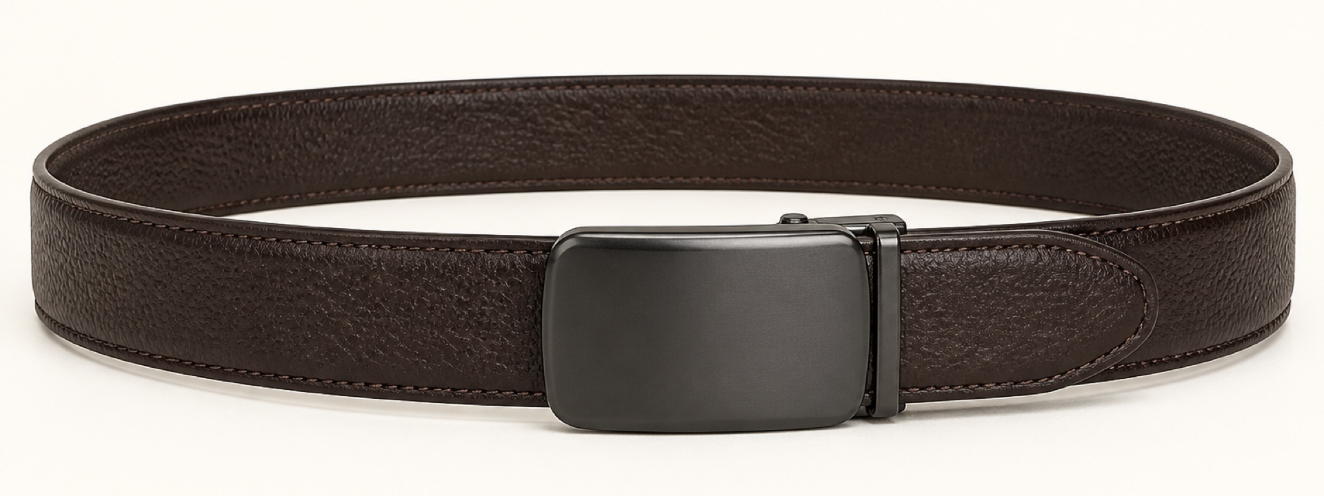 Rounded gunmetal plaque belt - Espresso