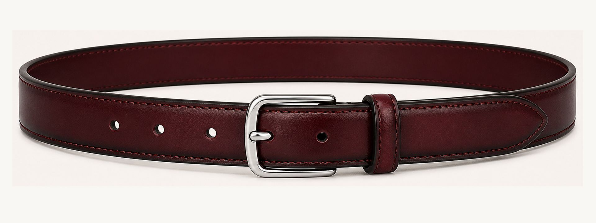 Burnished edge leather belt - Oxblood