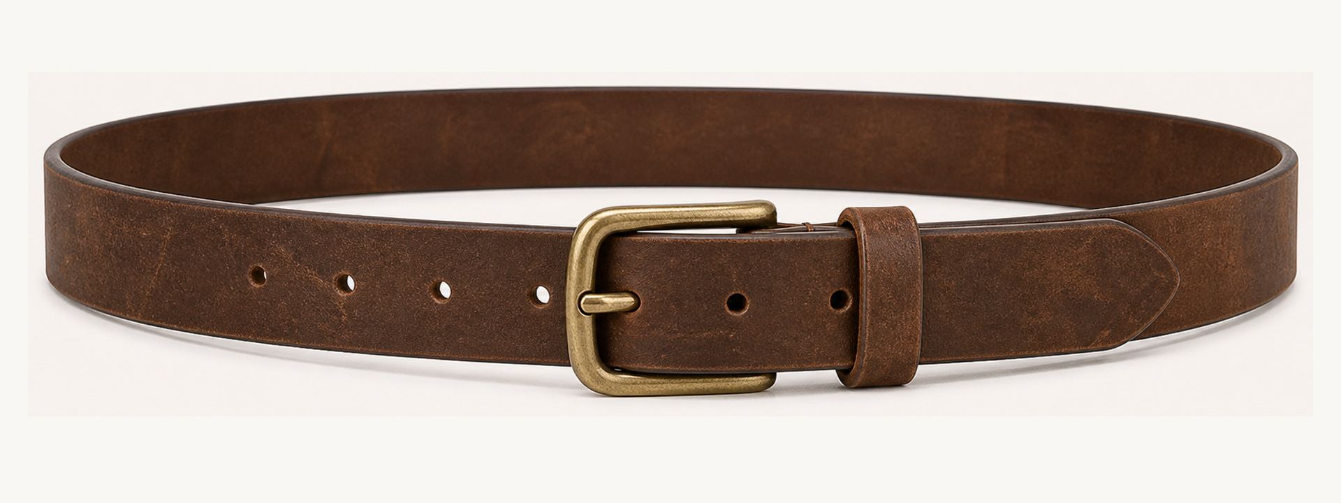 Oil-wax pull-up leather belt - Tobacco