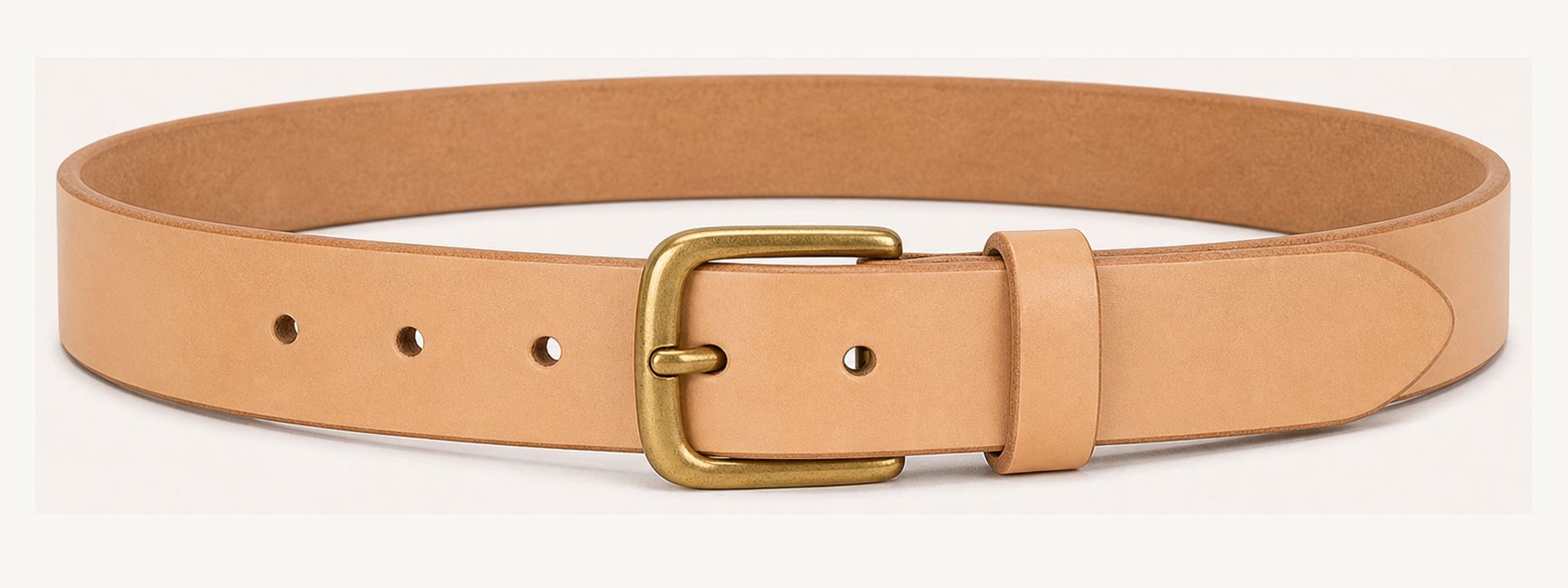 Veg-tan leather belt - Natural