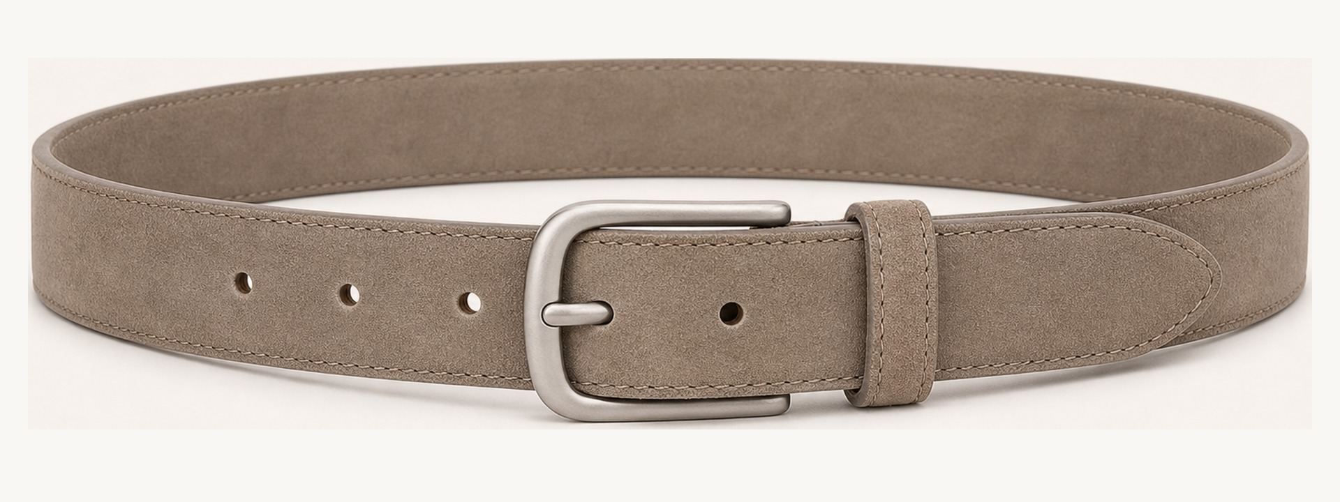 Nubuck finish leather belt - Taupe