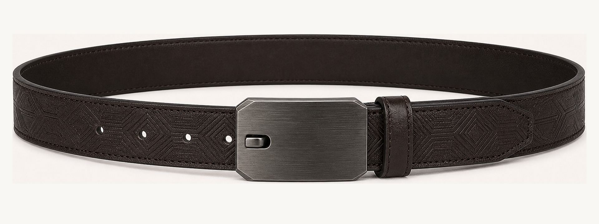 Geometric plaque belt - Espresso
