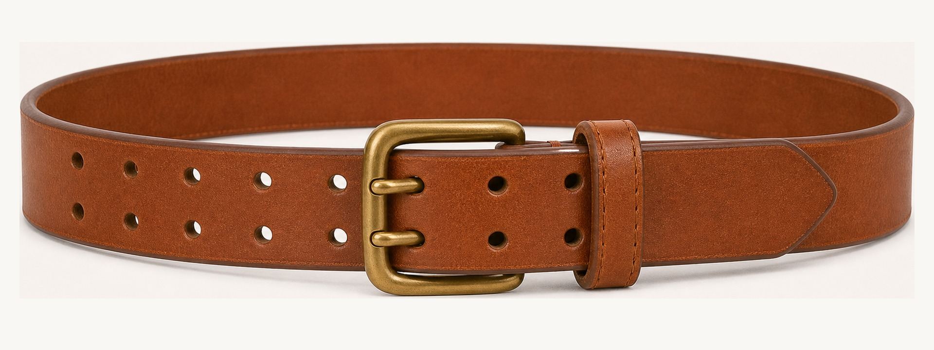 Double-prong work belt - Saddle tan