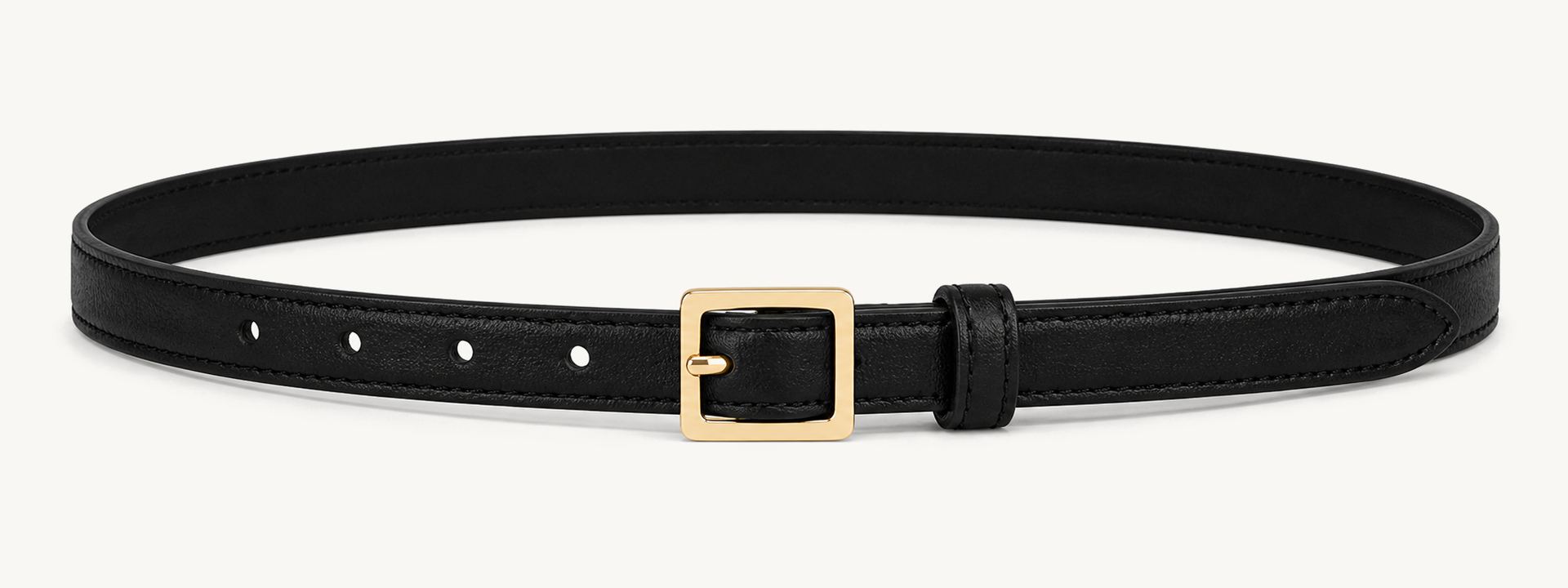 Slim square buckle belt - Black