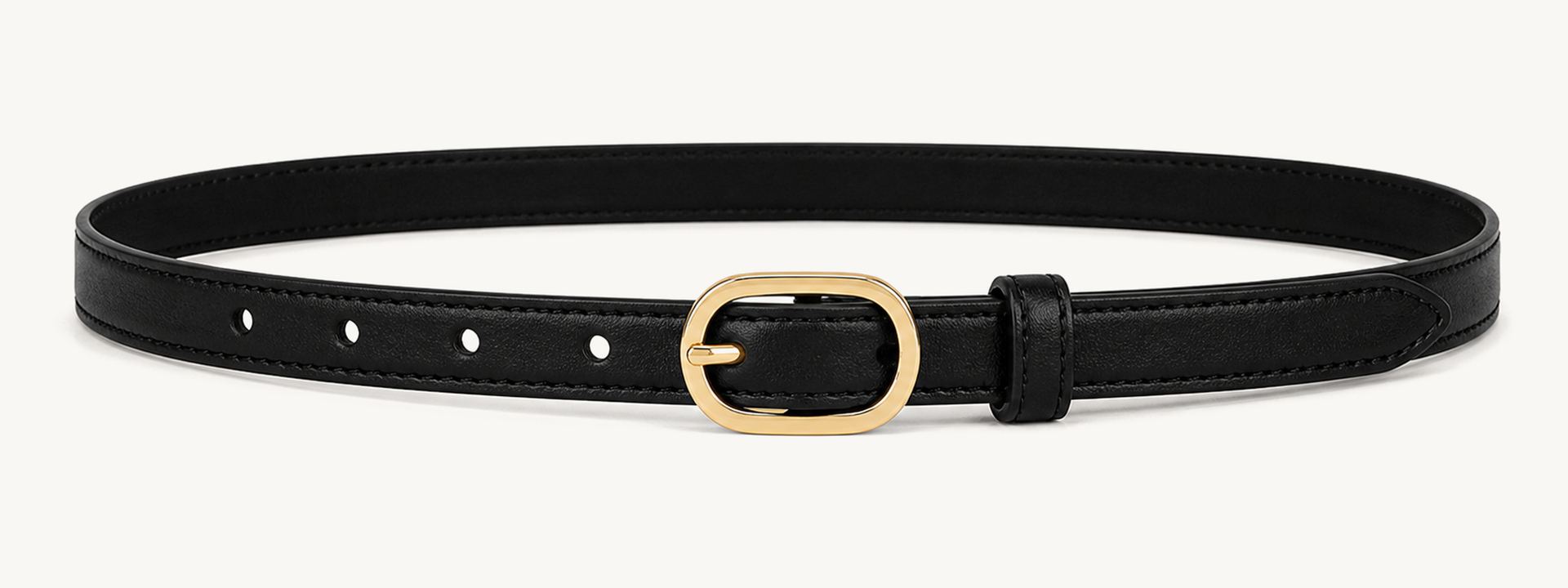 Slim rounded buckle belt - Black