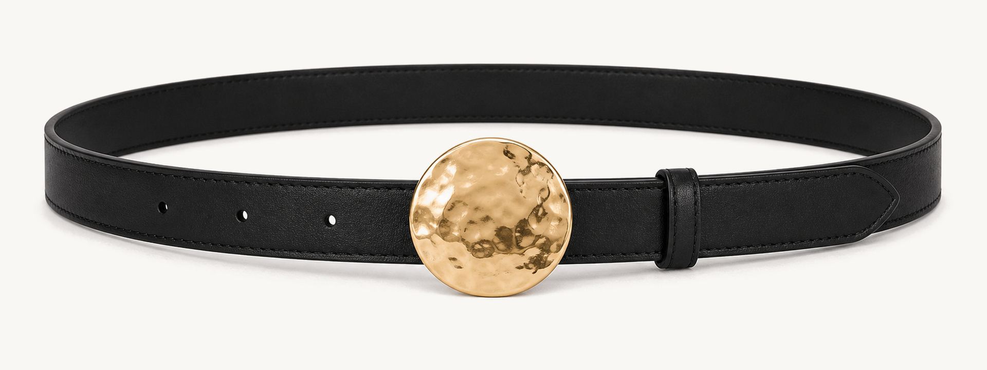 Hammered medallion belt - Black