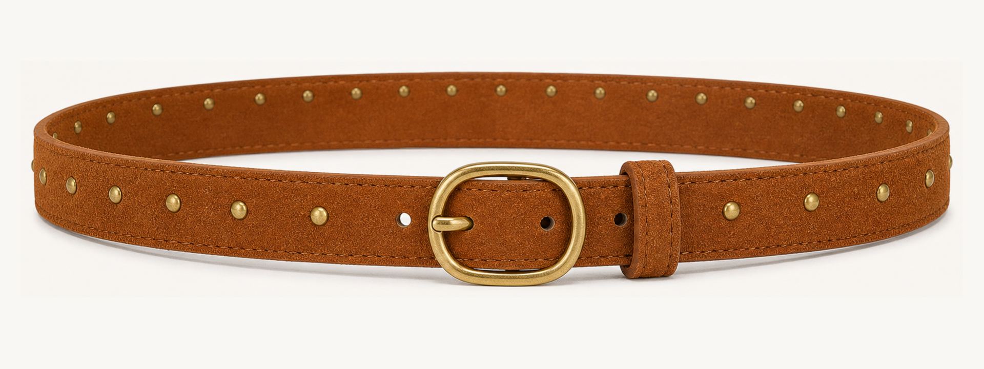 Western studded suede belt - Tan