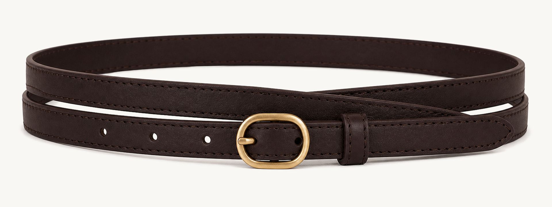 Double-wrap skinny belt - Chocolate
